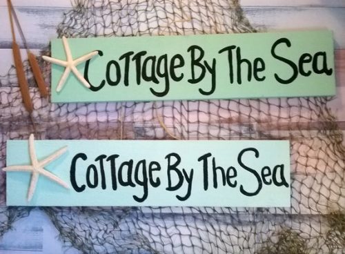 Hand Painted Cottage By The Sea Starfish Wooden Sign Beach Cottage Decor