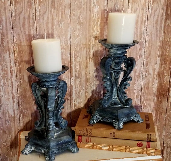 Gothic Black Ornate Candlestick Candle Holders, Halloween Decor