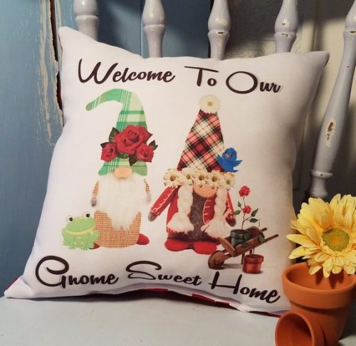 Adorable Handmade Gnome Sweet Home Pillow Country Farmhouse Decor