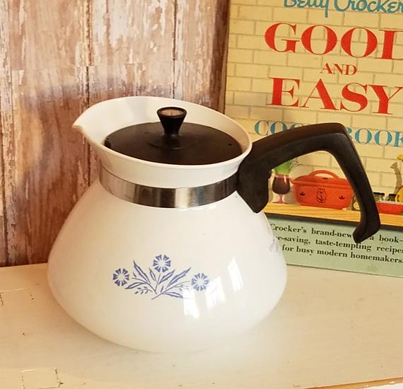 Corningware, Kitchen, Vintage Blue Flower Corning Ware 6 Cup Coffee Pot