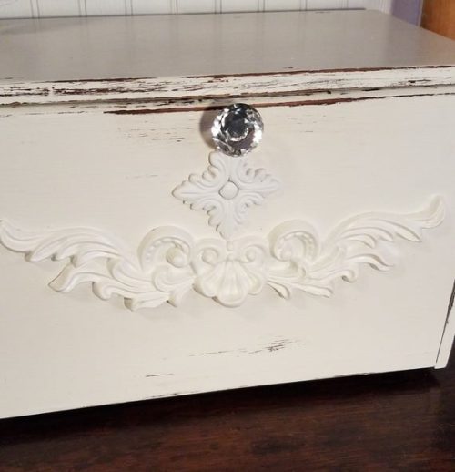 White Distressed Shabby Chic French Bread Box For The Kitchen