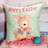 Retro Kitsch Easter Pillow Made From Vintage Greeting Card Image of Vintage Easter Bunny, Cute Easter Decor or Gift
