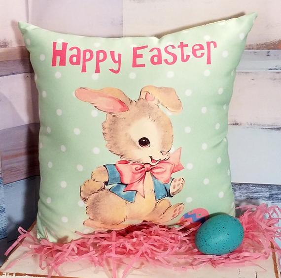 Personalized Easter Pillow Custom Easter Bunny Pillow Small Easter Decorative Cushion Holiday home decor