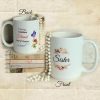 Beautiful Sister Gift Coffee Mug, 2 sided Coffee Cup w/ Rose, Butterfly & Sentiments, Special Christmas or Birthday Gift For Sister