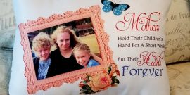 Personalized Mother Holds Their Childrens Hands Photo Pillow