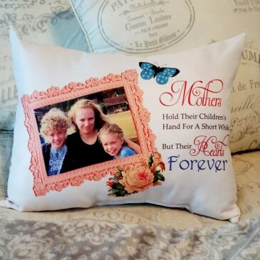Handmade Personalized Mothers Hold Their Children’s Hands Photo Gift Pillow