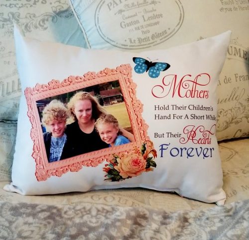 Personalized Mother Holds Their Childrens Hands Photo Pillow
