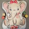 Sweet Personalized Baby Girl Elephant Gift Pillow, Baby Shower or New Baby Gift, Vintage Inspired Elephant Nursery Decor