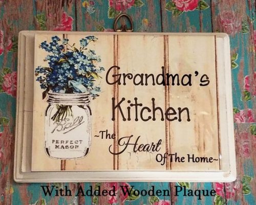 Personalized Grandma’s Kitchen Ceramic Tile Sign w/ Mason Jar Country Farmhouse Decor
