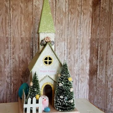 Pretty Glittered Easter Church Table Centerpiece