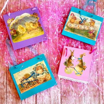 Handmade Vintage Victorian Pastel Easter Sign Ornaments