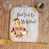 Retro Don't Fuck Up My Kitchen Towel Dish Cloth and Pot Holder Gift Set, Retro Vintage Kitchen Decor, Housewarming Gift, Can Be Personalized