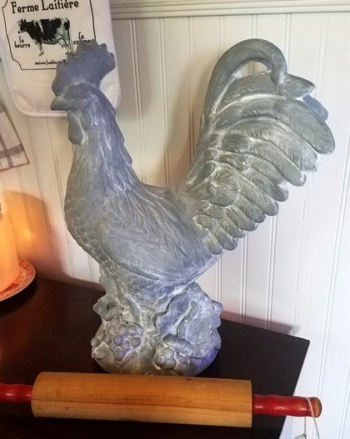 Large Gray Ceramic Rooster, Upcycled Vintage French Country Rooster Statue, Farmhouse Kitchen Decor, Table Centerpiece, One Of A Kind Piece