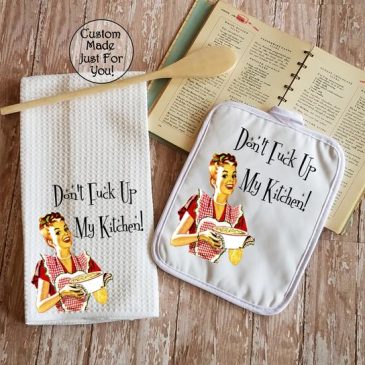Custom Made Retro Don’t Fuck Up My Kitchen Towel Dish Cloth Set