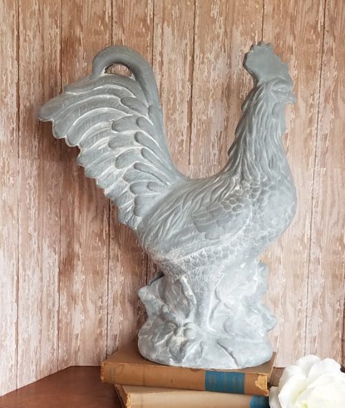 Gray Vintage French Country Ceramic Rooster Country Farmhouse Decor