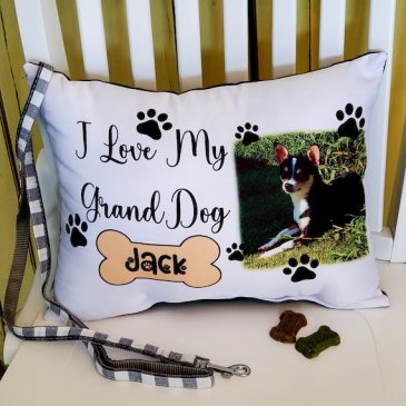 Handmade Personalized I Love My GrandDog Photo Gift Pillow