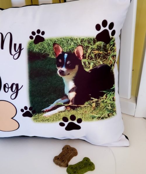 Handmade Personalized I Love My GrandDog Photo Gift Pillow Custom Made and Personalized Goods