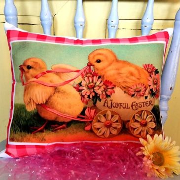 Handmade Vintage Victorian Easter Chicks Pillow