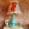 Vintage Kitsch Hobnail Milk Glass Lamp, Cute Retro Baby's Room Nursery Decor, Baby Animal Motif, Upcycled, Greeting Card Images, OOAK