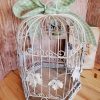 Shabby Cottage Decorative Birdcage, One Of A Kind, White Metal Birdcage, Upcycled Vintage & Distressed, Shabby Chic Cottagecore Decor