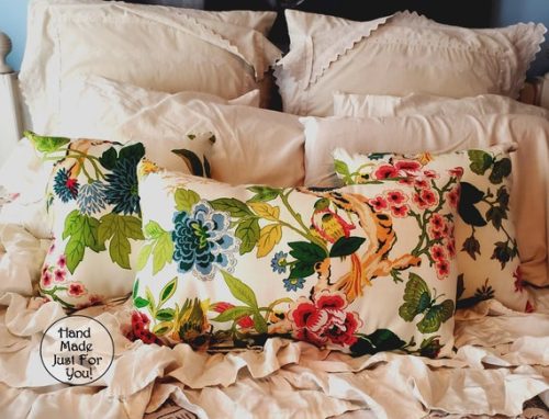 Colorful Tropical Floral Throw Pillows, Set of 3, Botanical Floral Pillows, Coastal Beach Cottagecore Pillows, Cushions, Home Decor
