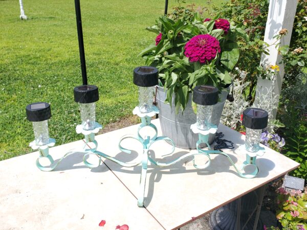 Upcycled Vintage Candle Holder with Solar Lights