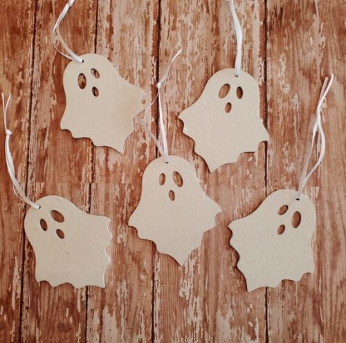 Glittered White Ghost Halloween Ornaments