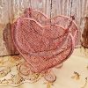 Pink Wire Heart Shaped Metal Basket Shabby Chic Home Decor