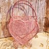 Pink Wire Heart Shaped Metal Basket Shabby Chic Home Decor