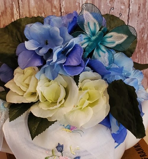 Handcrafted Beautiful Tea Pot Silk Floral Arrangements Country Farmhouse Decor
