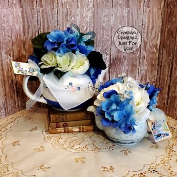 Handcrafted Beautiful Tea Pot Silk Floral Arrangements