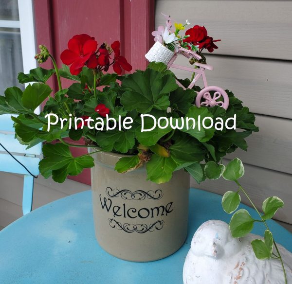 Custom Welcome Flower Pot Crock Printable Digital Download