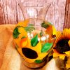 Hand Painted Sunflower Glass Vase, Country Farmhouse Décor, Table Centerpiece, 3