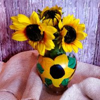 hand painted country sunflower flower vase