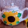 Hand Painted Country Sunflower Tea Pot and Mug Set Country Farmhouse Decor
