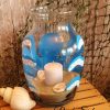 Hand Painted Blue Octopus Glass Vase Candle Holder