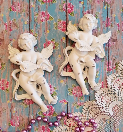Romantic French Country Shabby Chic Angel Cherubs Wall Hangings Figurines