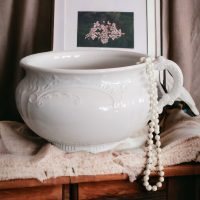 Antique Victorian White Ornate Chamber Pot