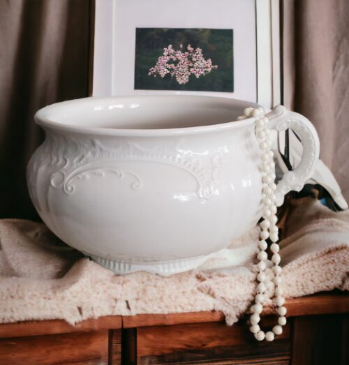 Antique Victorian White Ornate Chamber Pot
