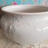 Antique Victorian White Ornate Chamber Pot Up close