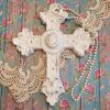 Shabby Chic White Distressed Ornate Decorative Cross Wall Decor