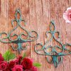 shabby chic Turquoise Cast Iron Metal Scroll Candle Wall Sconces