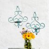 Turquoise Cast Iron Metal Scroll Candle Wall Sconces