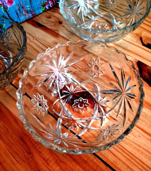 Vintage Early American Prescut Star of David Cereal Icecream Dessert Bowls