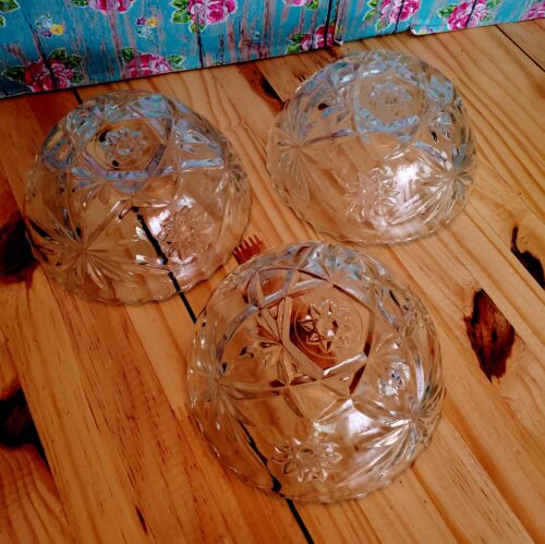 Vintage Early American Prescut Star of David Cereal Icecream Dessert Bowls