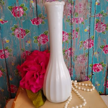 Sweet Fluted Vintage Milk Glass Bud Vase