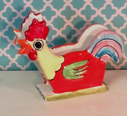 Nino Parrucca Folkart Italian Rooster Napkin Holder