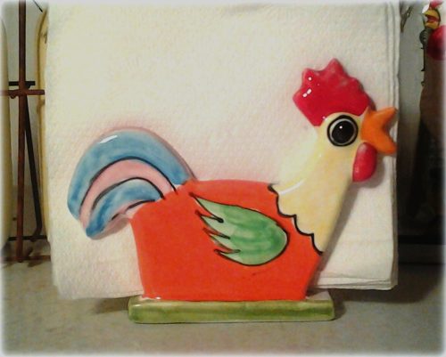 Nino Parrucca Folkart Italian Rooster Napkin Holder