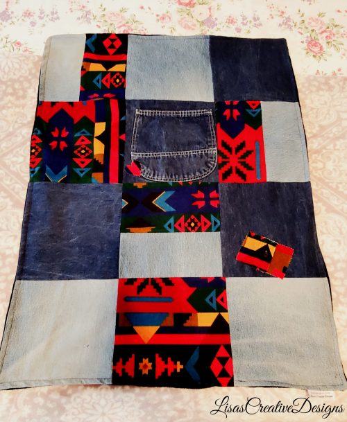 patchwork memory quilt blanket made from loved ones clothing