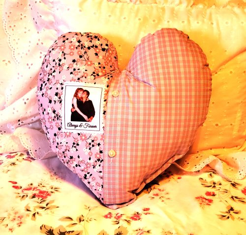 Patchwork Heart Shaped Memory Pillow Made From Clothing Shirt Pillow